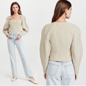 NWT Nanushka Harini Sculpted Sleeve Top‎ Stone Size XL